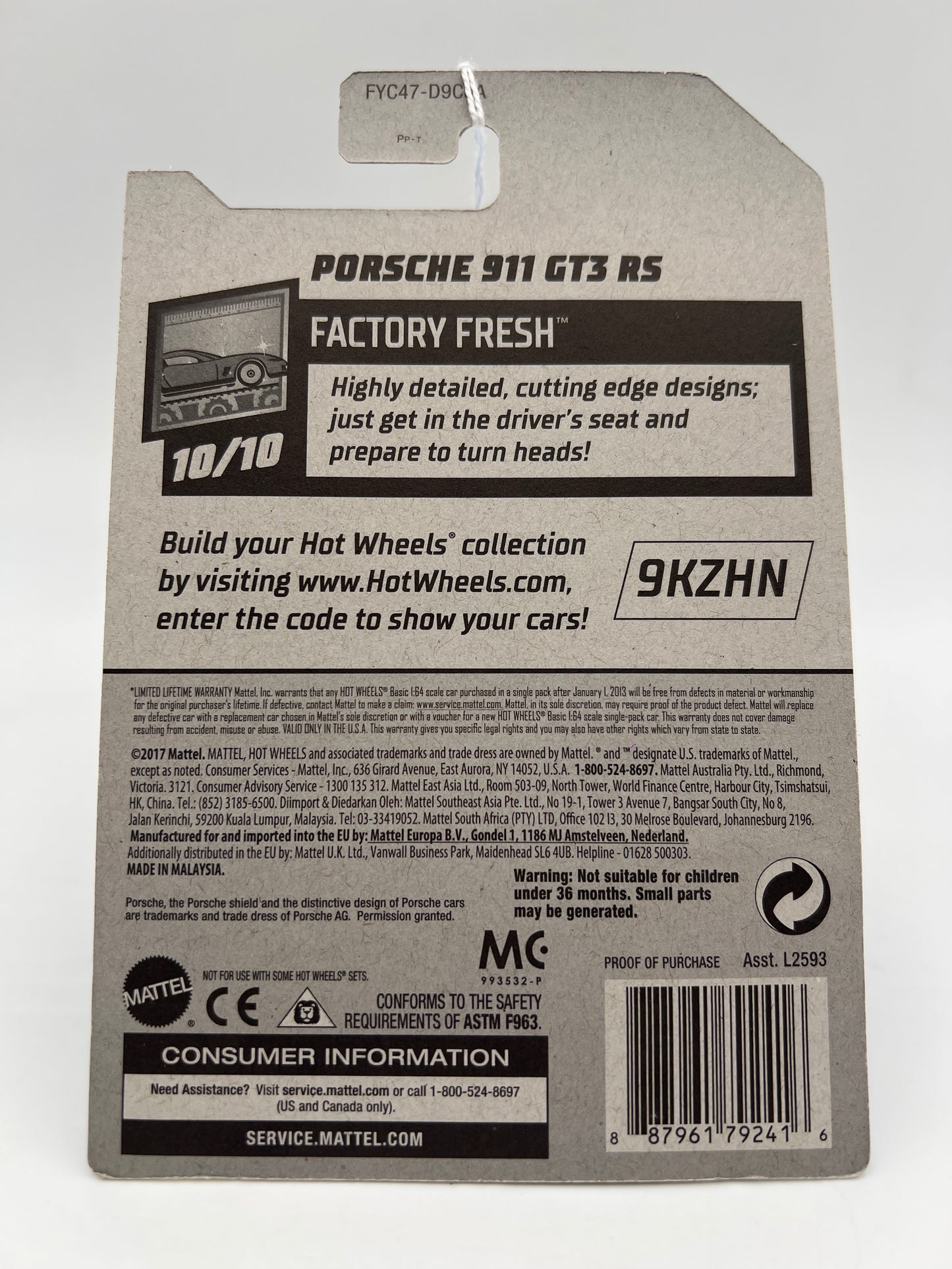 2019 Hot Wheels Factory Fresh #246 Porsche 911 GT3 RS Purple SR