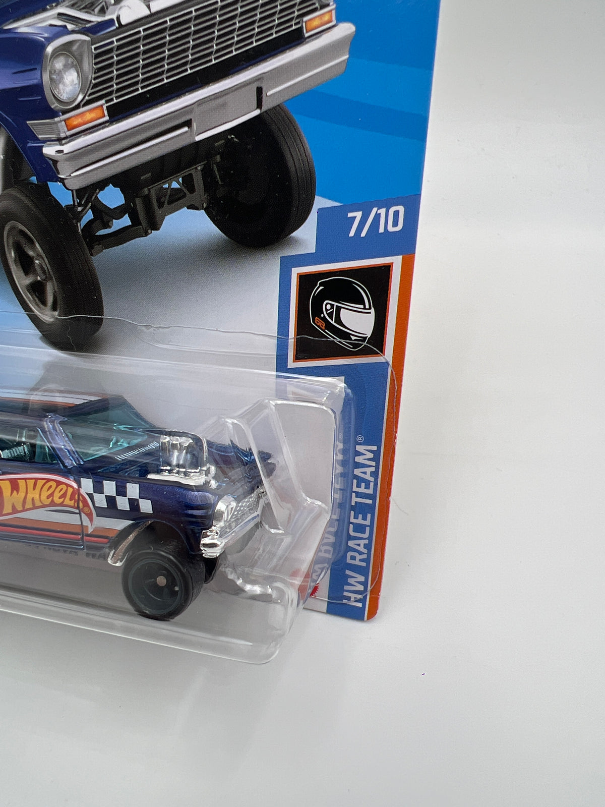 2021 Hot Wheels Super Treasure Hunt #232 64 Nova Wagon Gasser Blue W/Protector