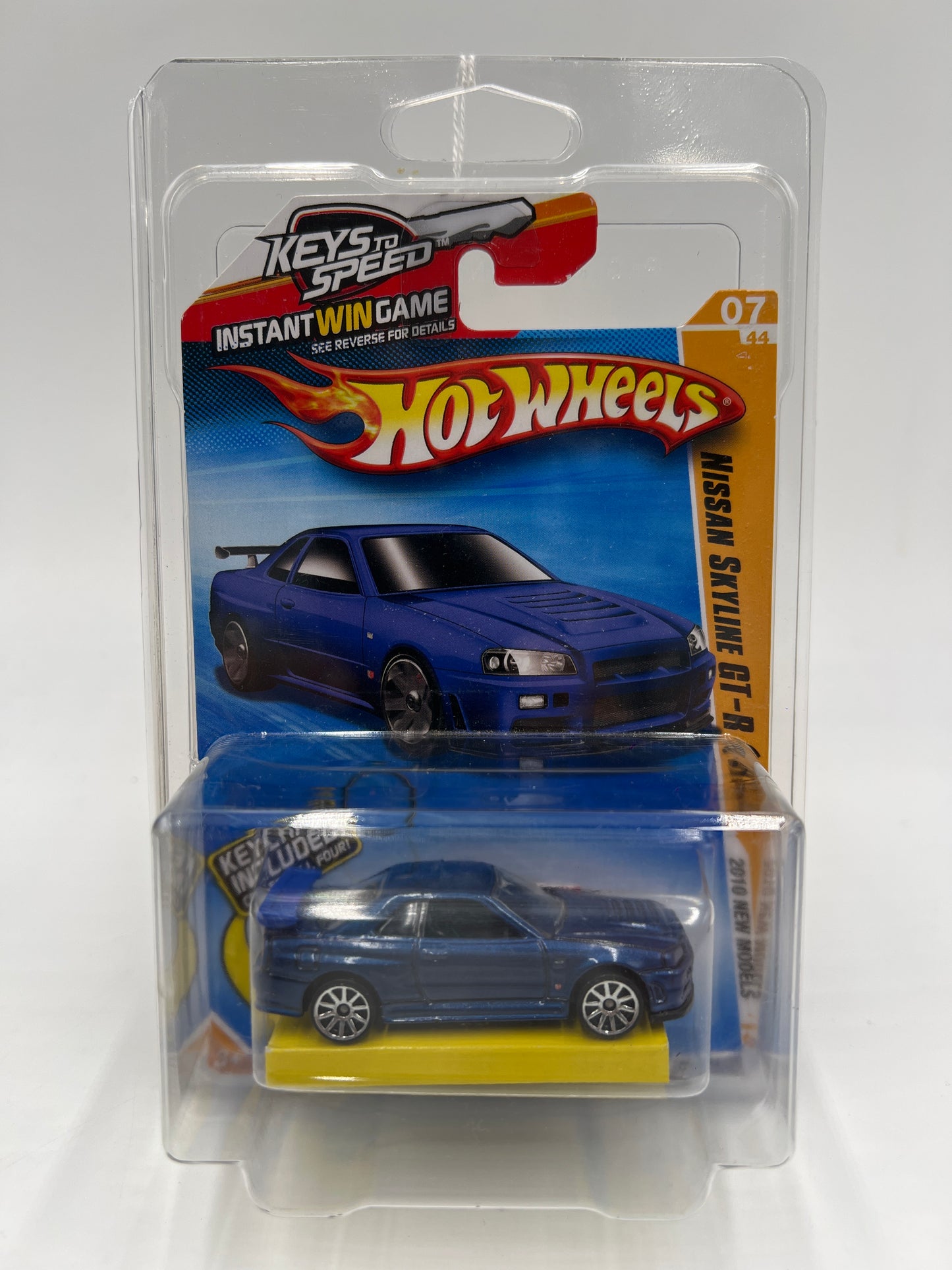 2010 Hot Wheels New Models #7 Keys To Speed Nissan Skyline GT-R R34 Blue W/Key Chain W/Protector VHTF
