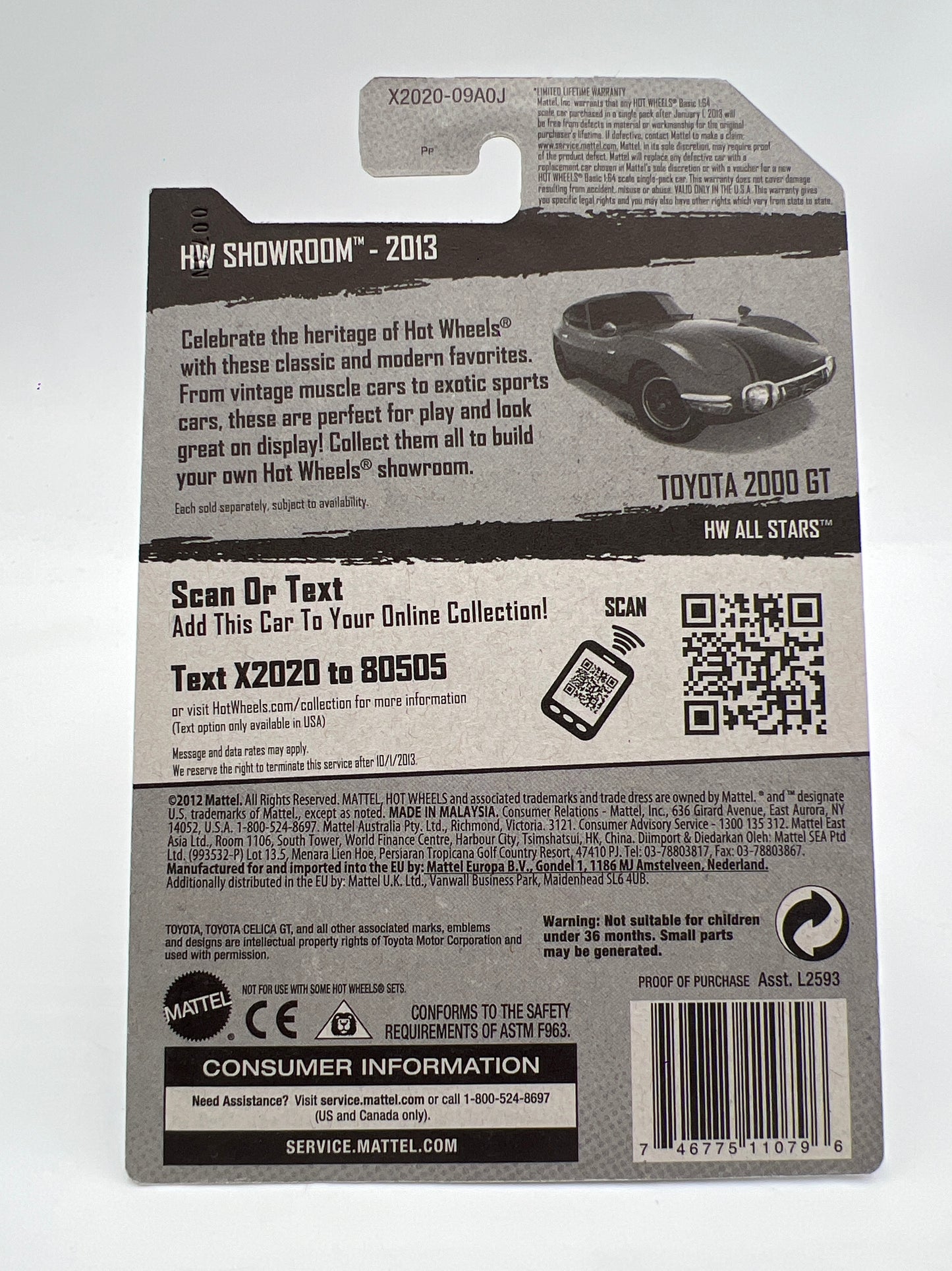 2013 Hot Wheels Super Treasure Hunt #176 Toyota 2000 GT Red W/Protector