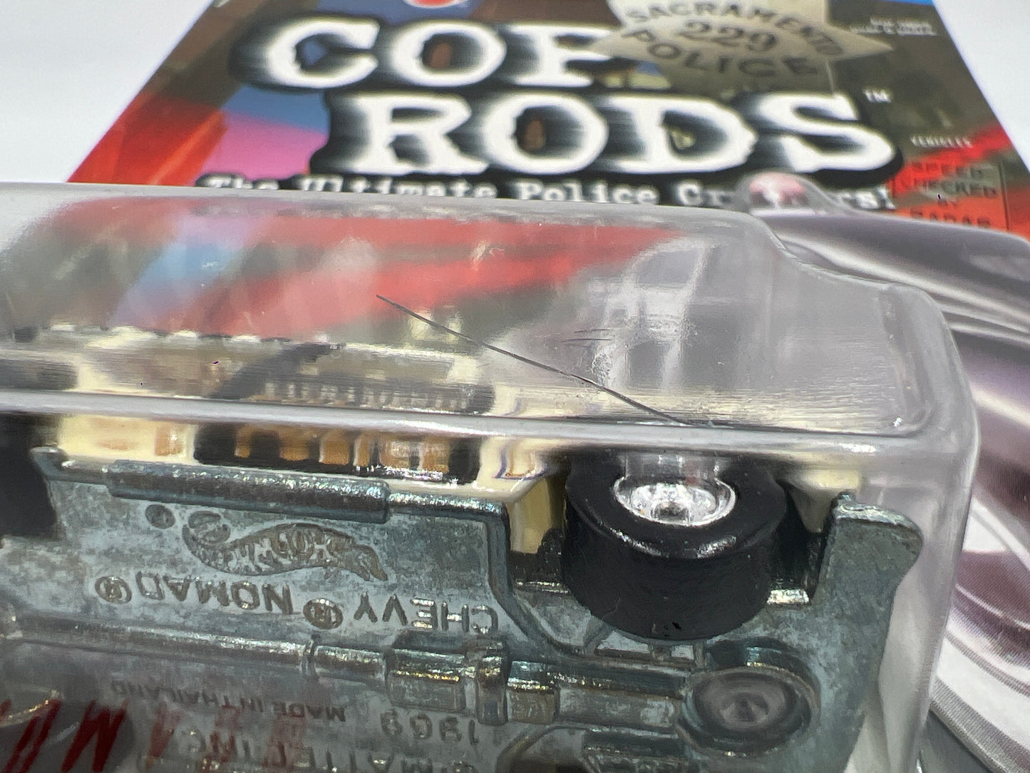 Hot Wheels Cop Rods Series 2 Sacramento CA Chevy Nomad W/Real Riders Cracked Blister SR