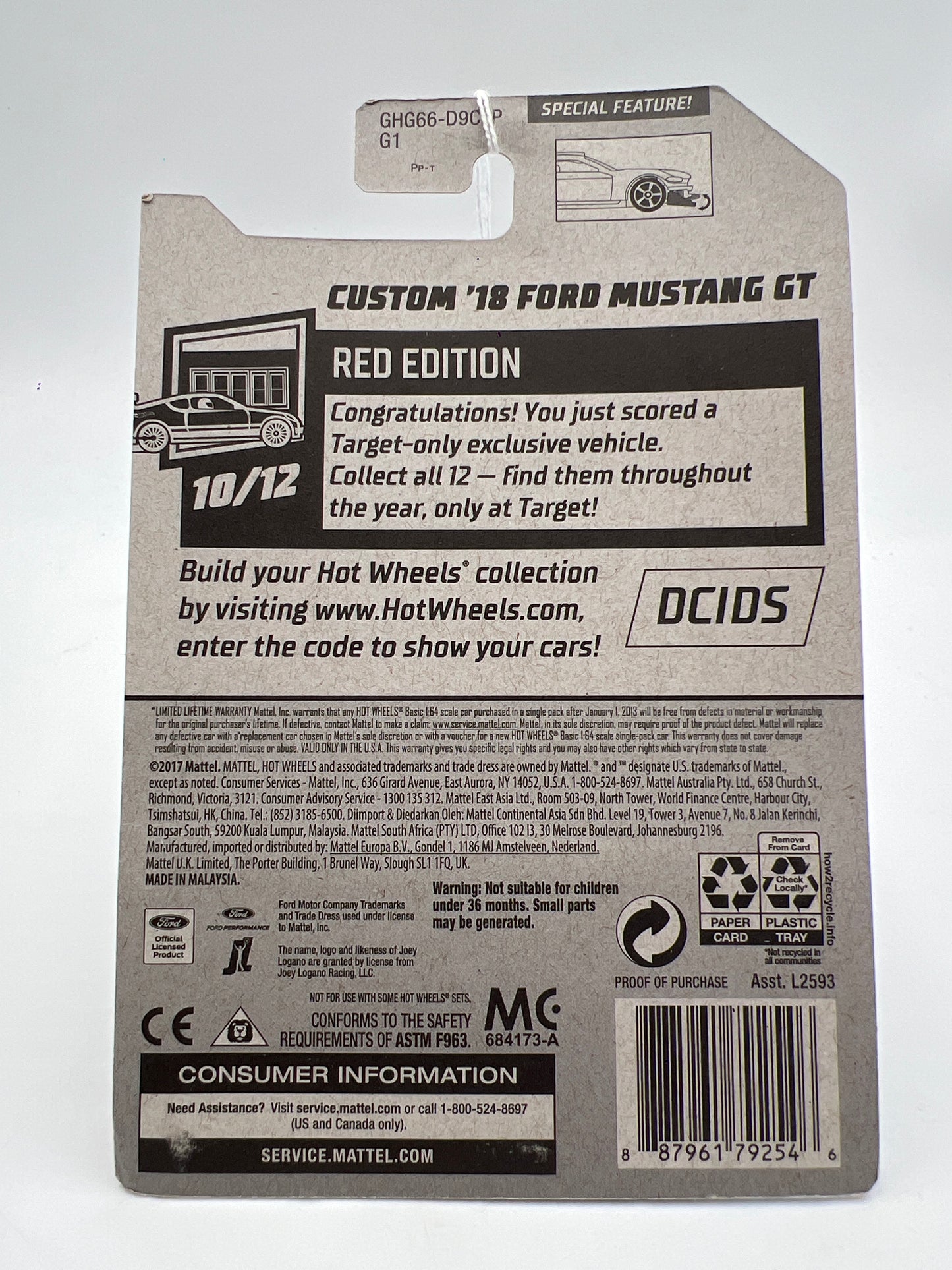 2020 Hot Wheels Target Exclusive Red Edition #222 Custom 18 Ford Mustang GT Red 146C