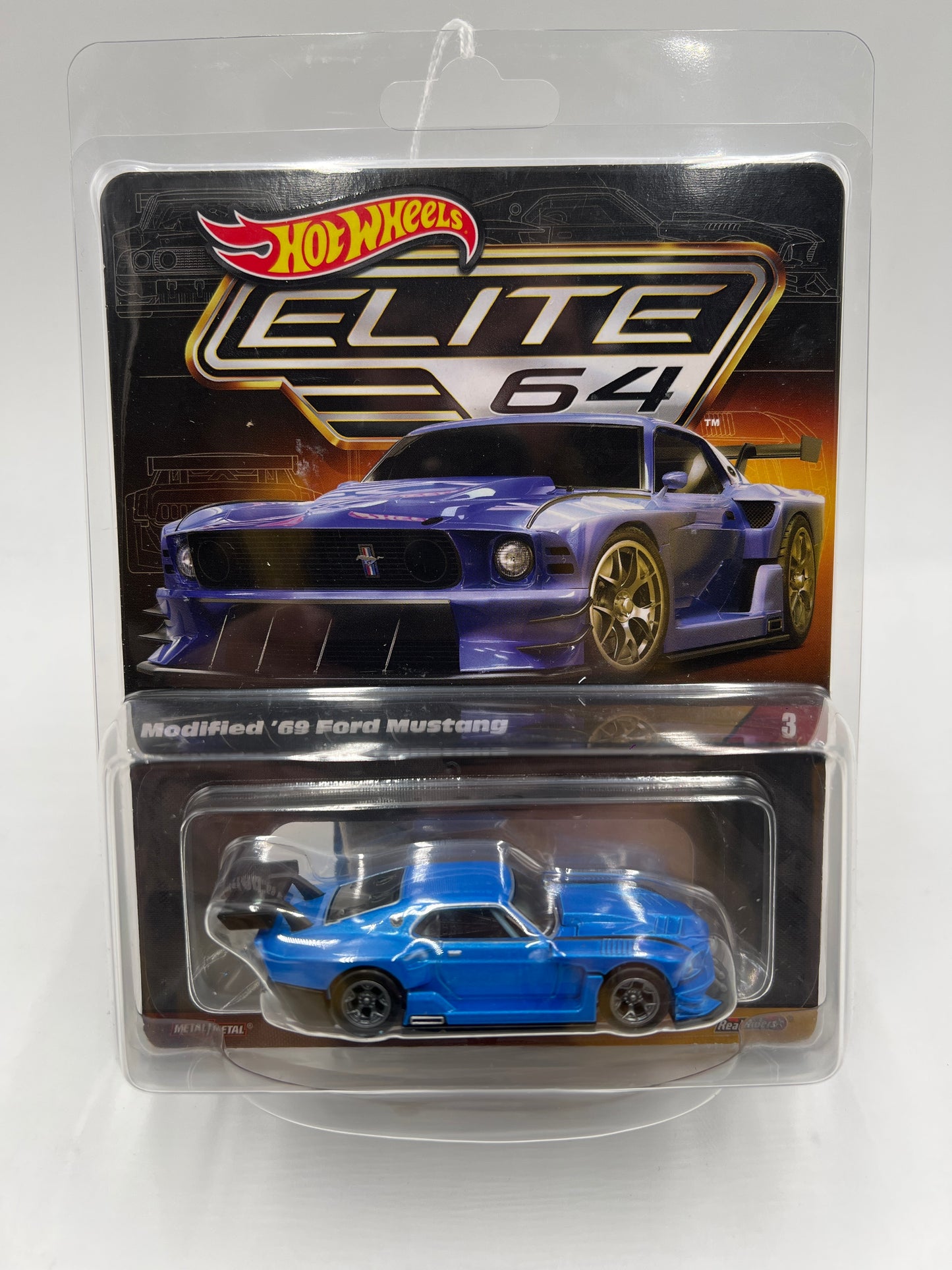 Hot Wheels RLC Elite 64 #3 Modified 69 Ford Mustang Blue W/Protector