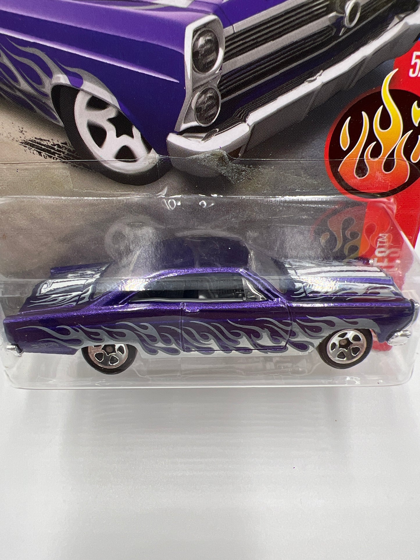 2016 Hot Wheels Flames #95 66 Ford 427 Fairlane Purple Target Spring Card