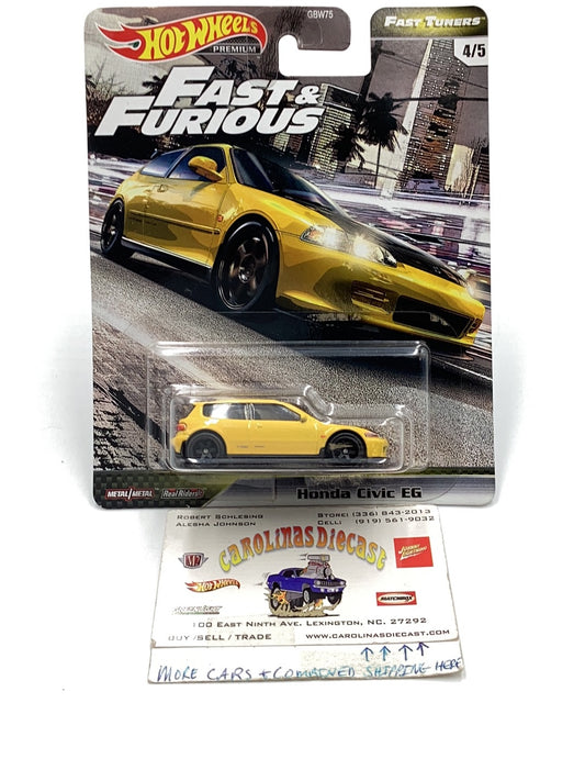 Hot wheels premium fast and furious Fast Tuners 4/5 Honda Civic EG with protector