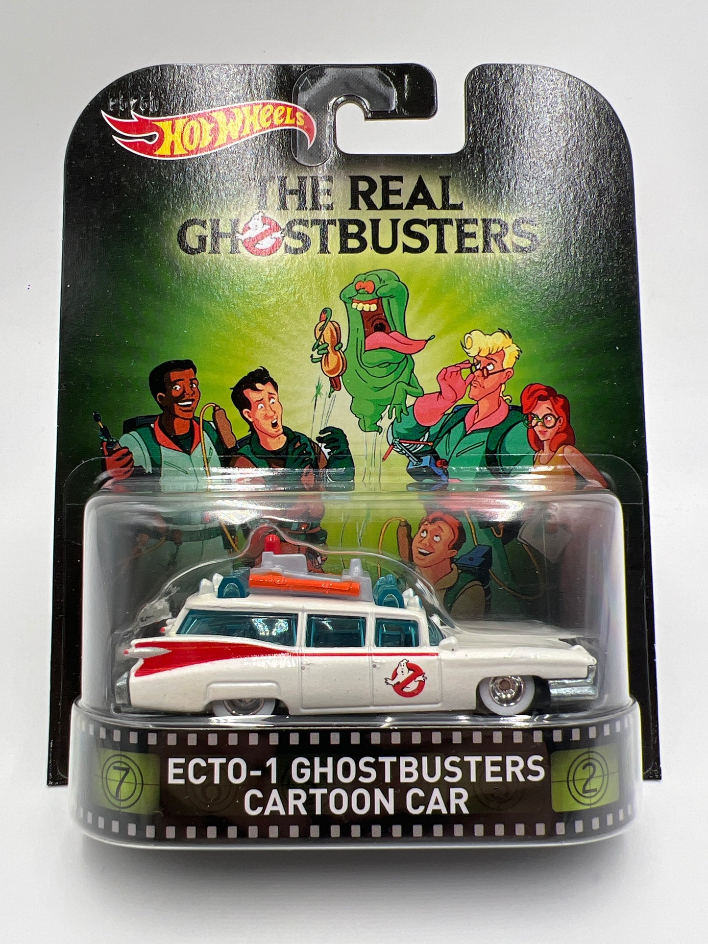 Hot Wheels Retro Entertainment Ghostbusters Ecto-1 Cartoon Car White W/Protector