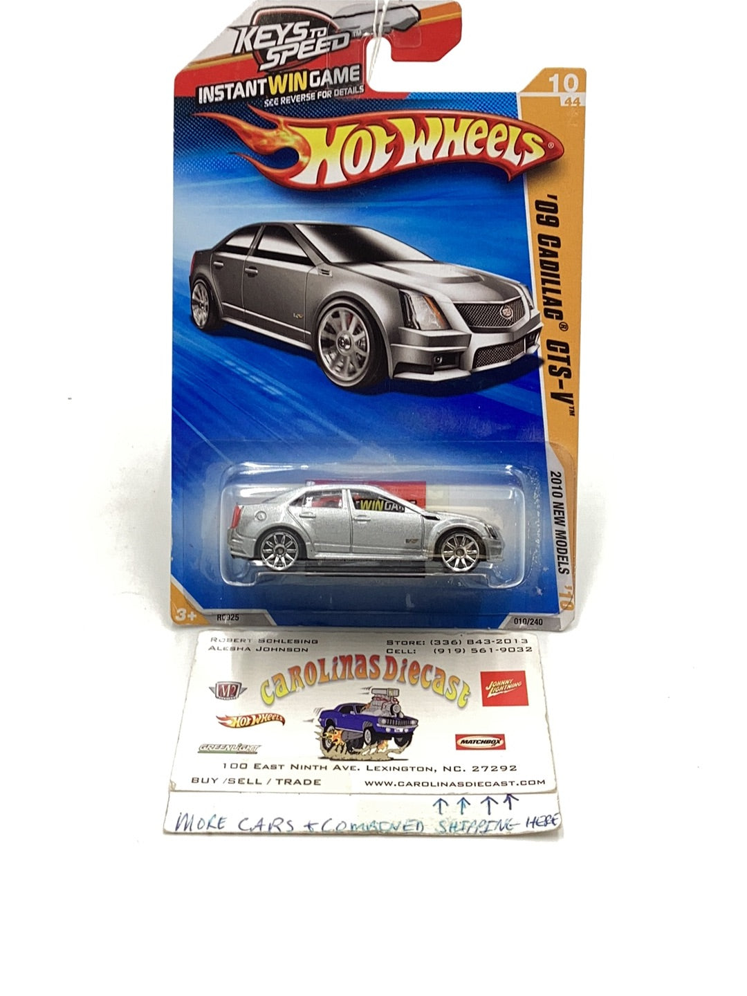 2010 Hot Wheels #10 09 Cadillac CTS-V 240C silver with protector