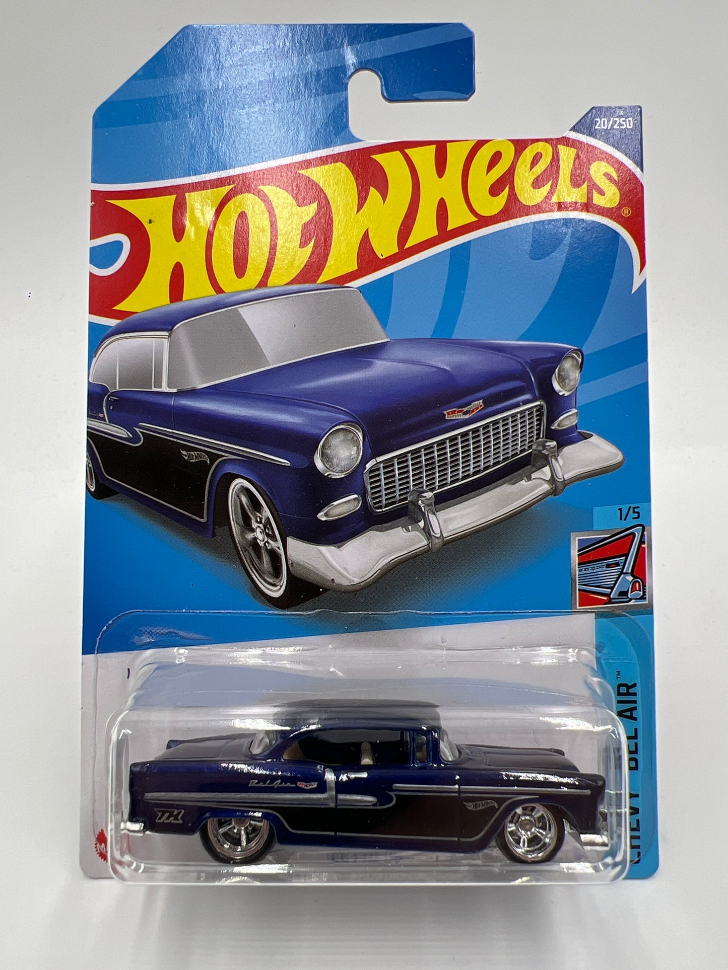 2022 Hot Wheels Super Treasure Hunt #20 55 Chevy Blue W/Protector