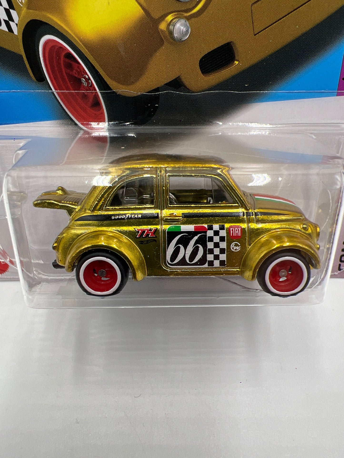 2024 Hot Wheels Super Treasure Hunt #117 60s Fiat 500D Modificado Gold W/Protector