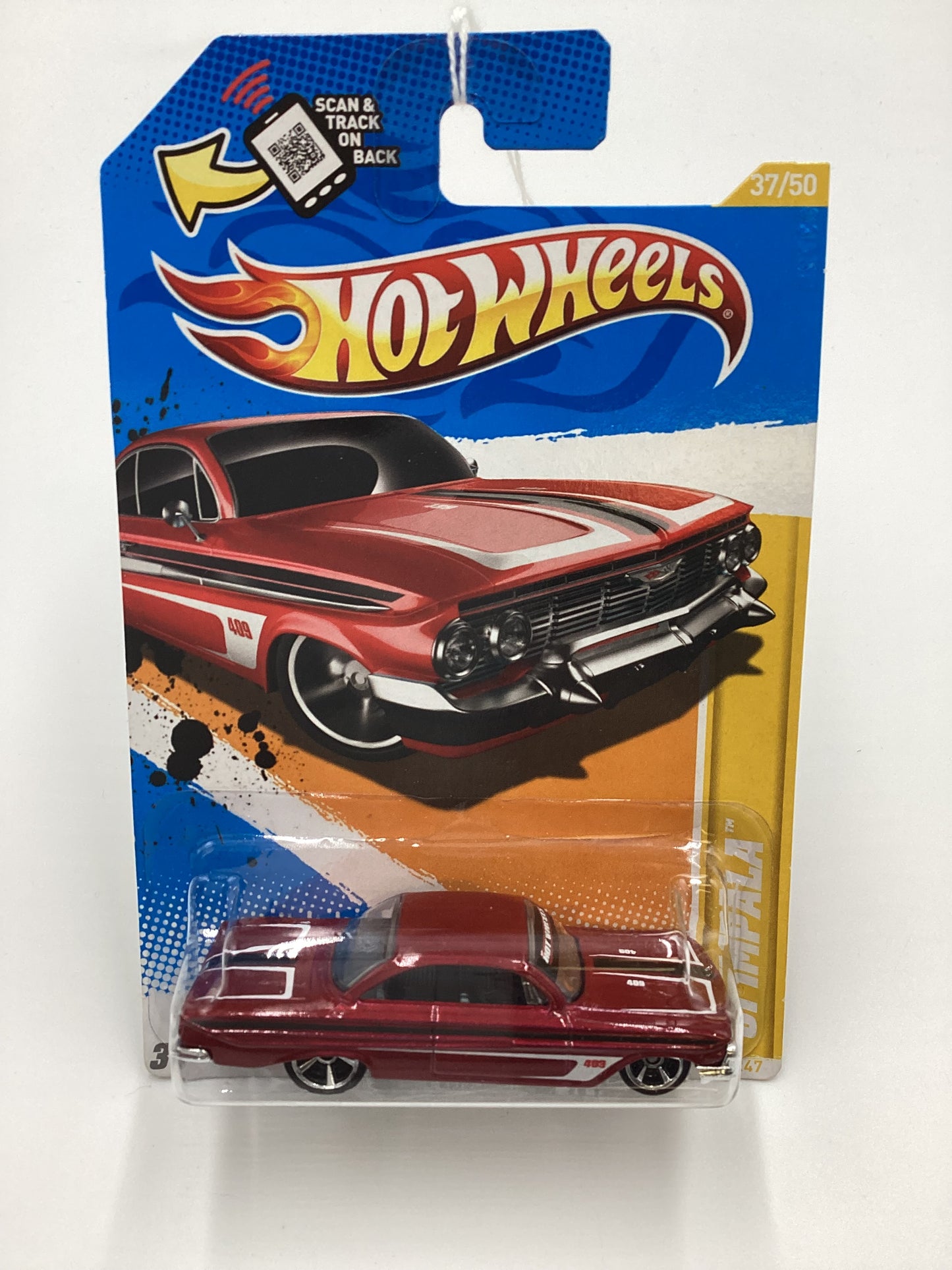 2012 Hot Wheels #37 61 Impala Red Walmart Exclusive Windshield Banner