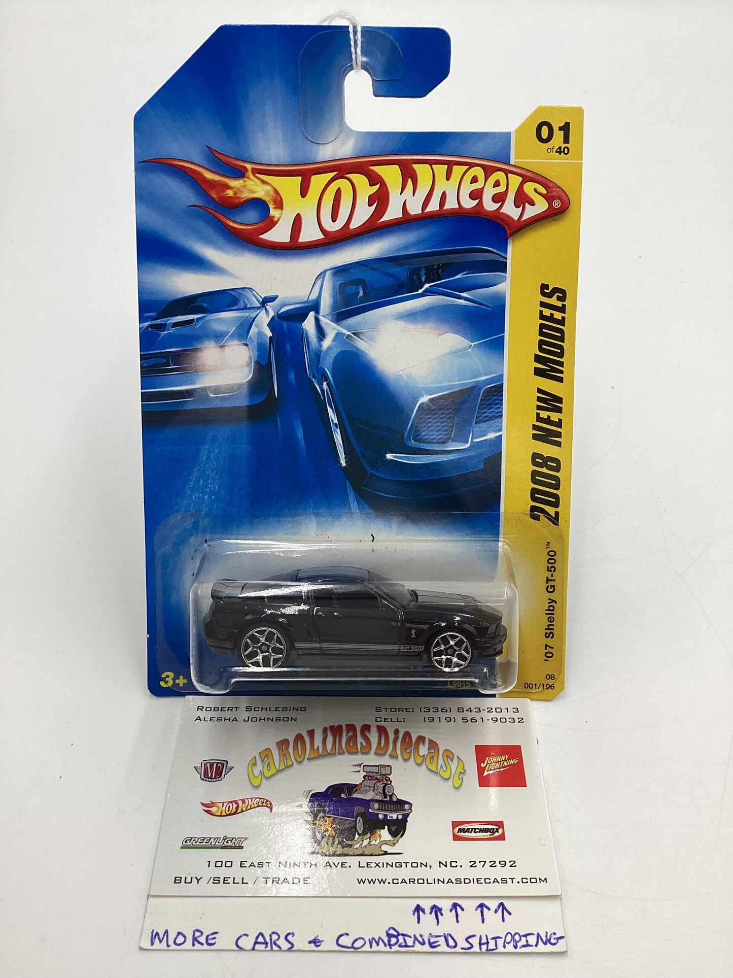 2008 Hot Wheels New Models #1 07 Shelby GT-500 Black 25H