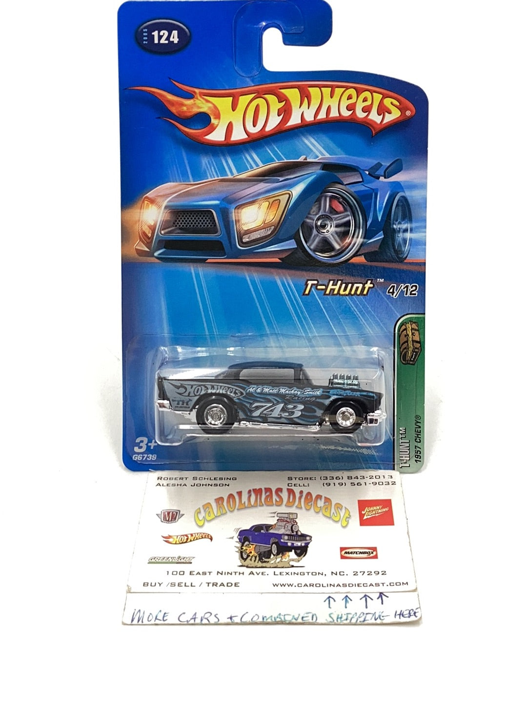 2005 Hot Wheels Treasure Hunt #124 1957 Chevy Silver Wheels W/Protector 67B