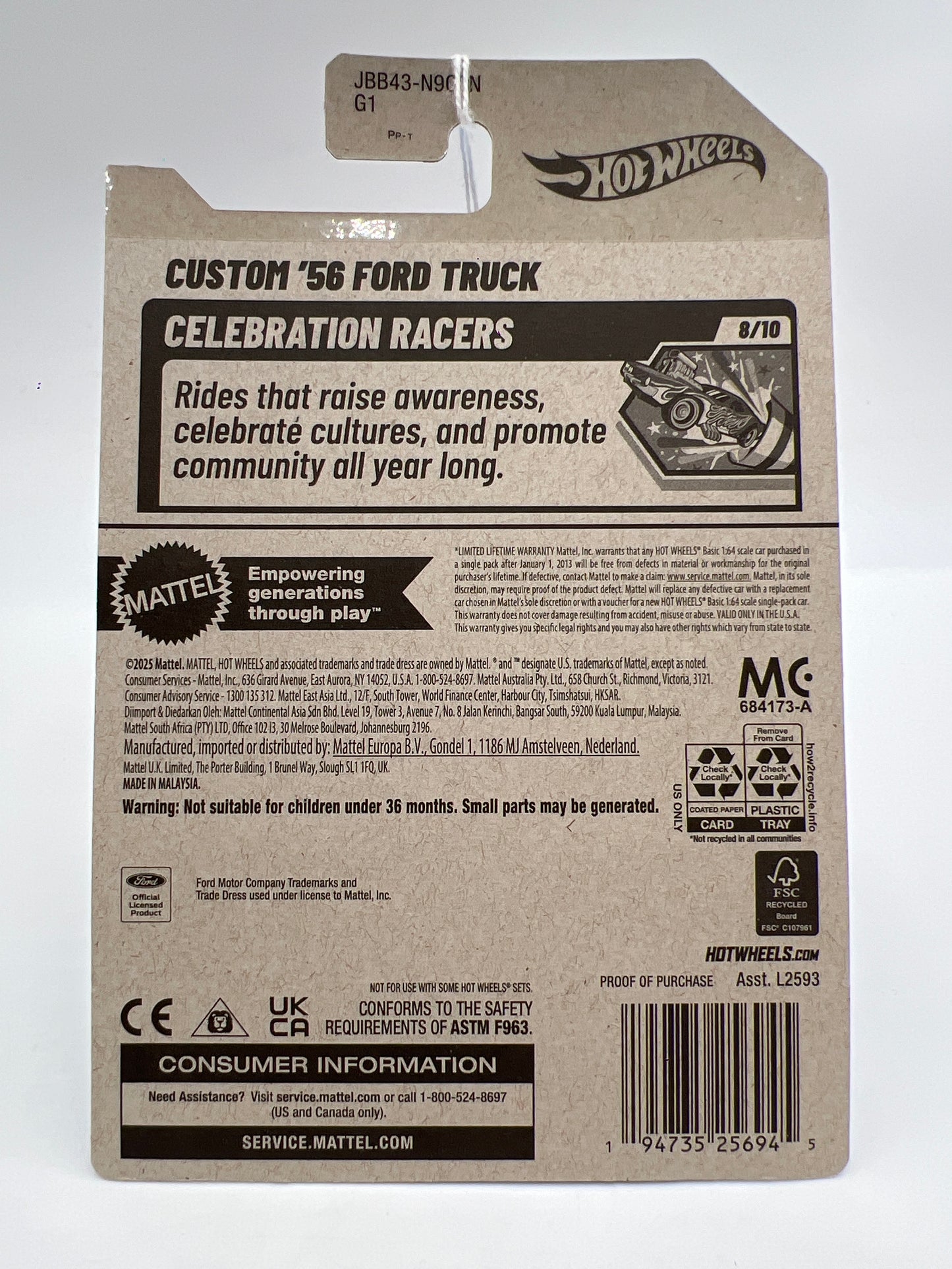 2025 Hot Wheels N Case Celebration Racers #233 Custom 56 Ford Truck Black 31B