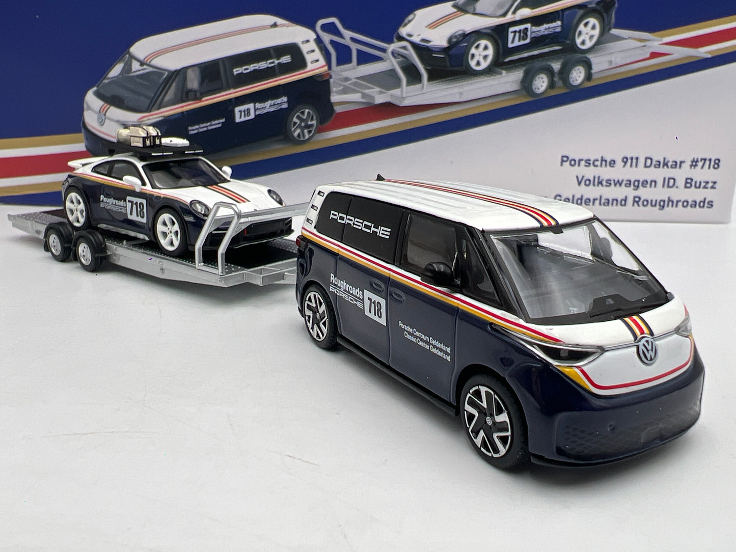 Mini GT #1115 #1117 Porsche Centrum Gelderland Roughroads VW ID Buzz & 911 Dakar Set
