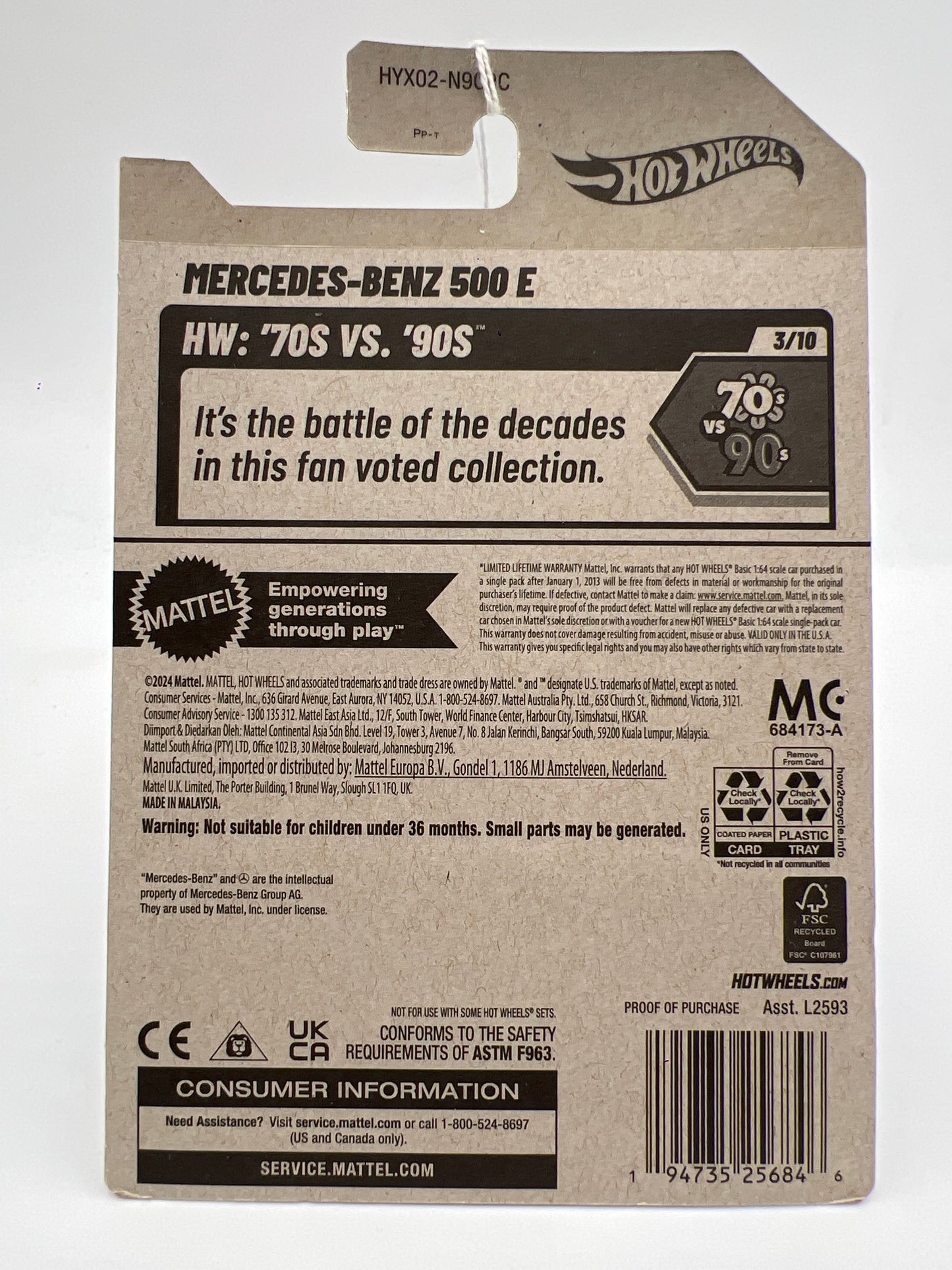 2025 Hot Wheels C Case #52 Mercedes-Benz 500 E Green 89D