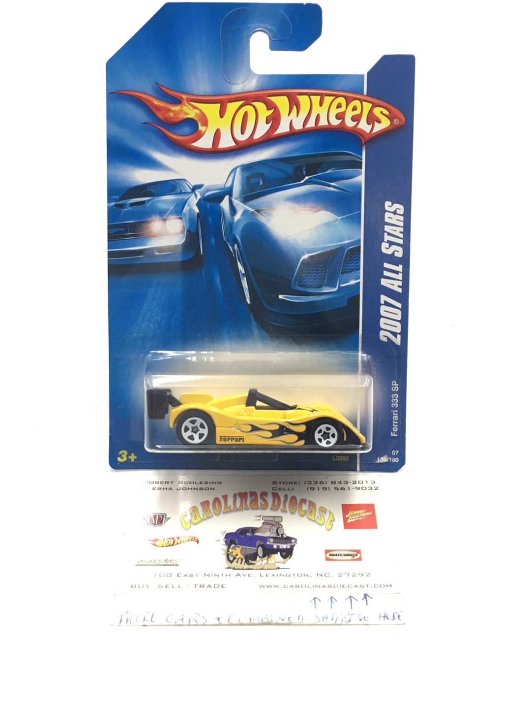 2007 Hot Wheels #139 Ferrari 333 SP Yellow PP6