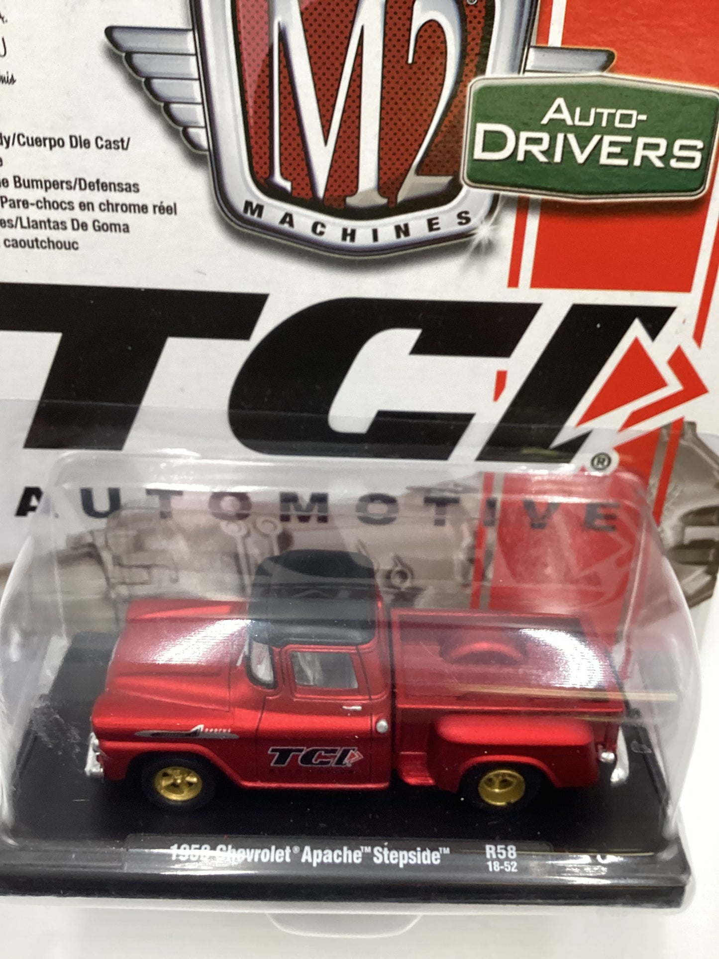 M2 Machines Auto Drivers TCI Automotive 1958 Chevrolet Apache Stepside Red R58 192G