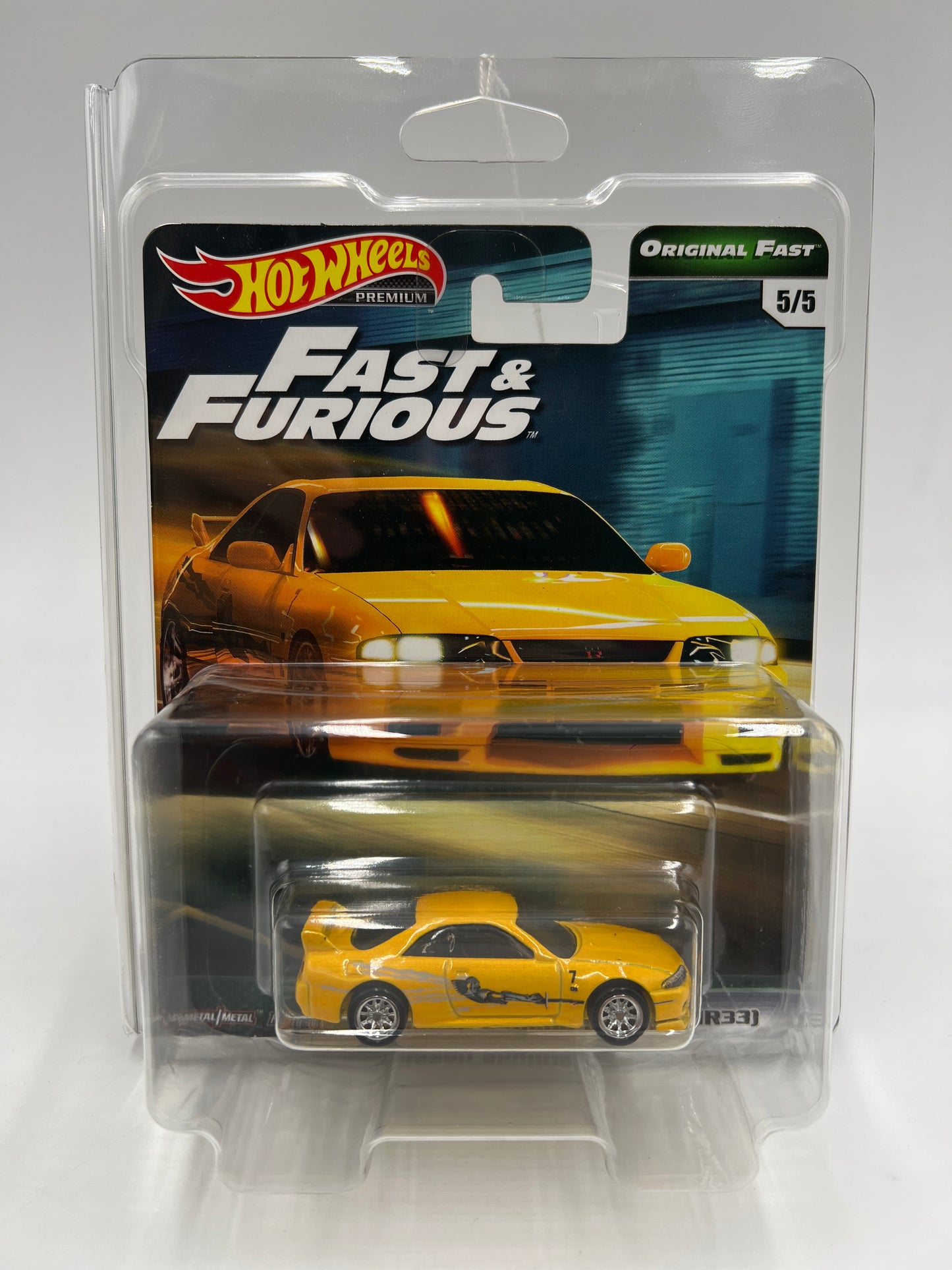 Hot Wheels Premium Fast & Furious Original Fast #5 Nissan Skyline GT-R BCNR33 Yellow W/Protector