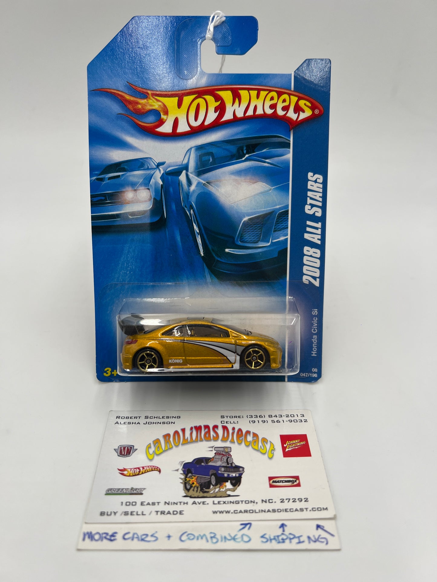 2008 Hot Wheels All Stars #47 Honda Civic Si Gold 79A