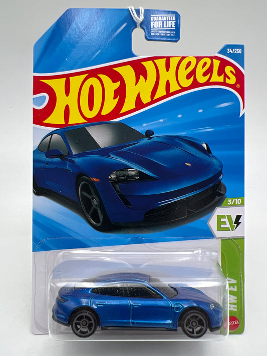 2026 Hot Wheels J Case #34 Porsche Taycan Turbo Blue