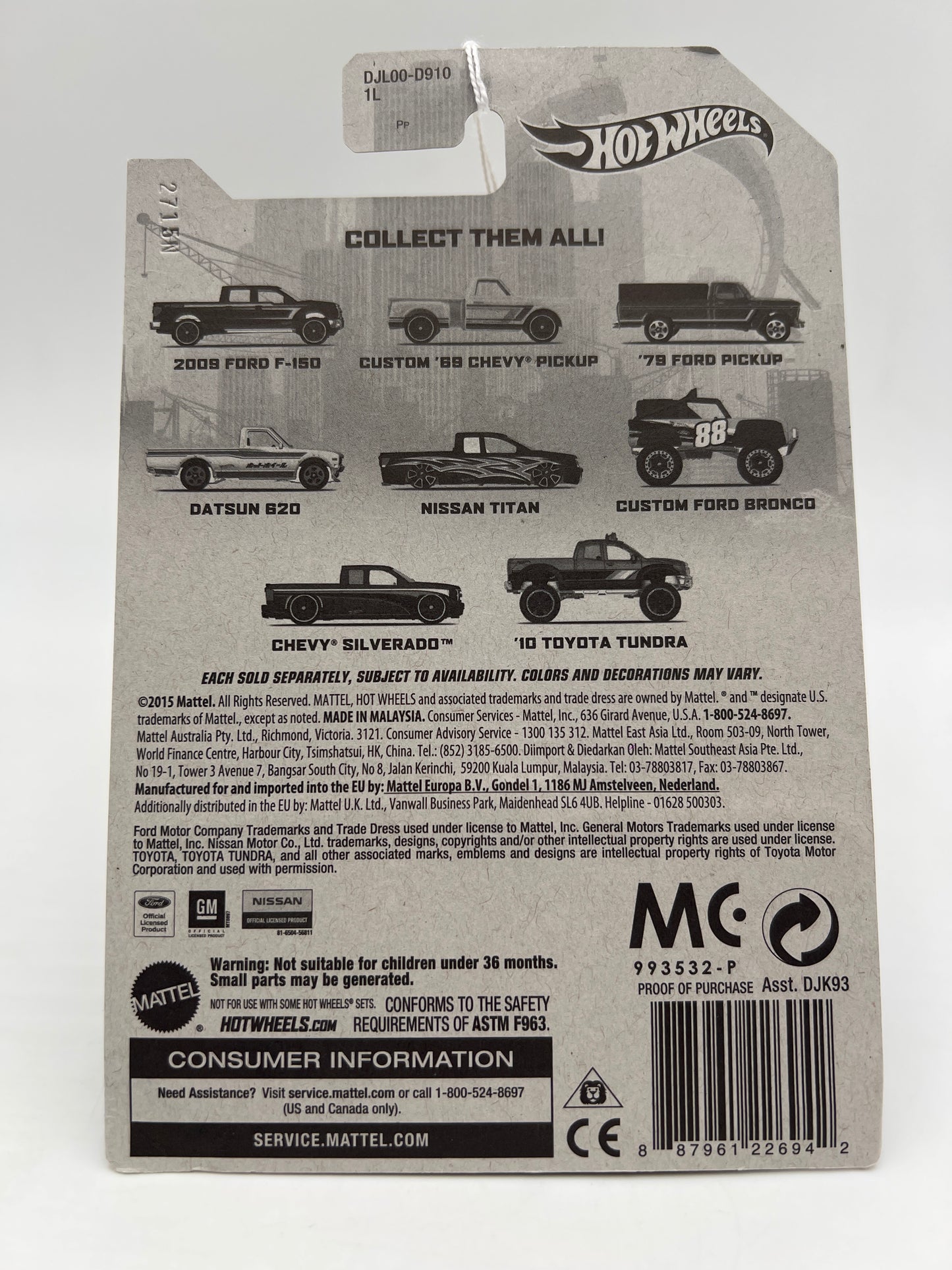 2016 Hot Wheels Walmart Exclusive Rad Trucks #7 Chevy Silverado Blue 161J