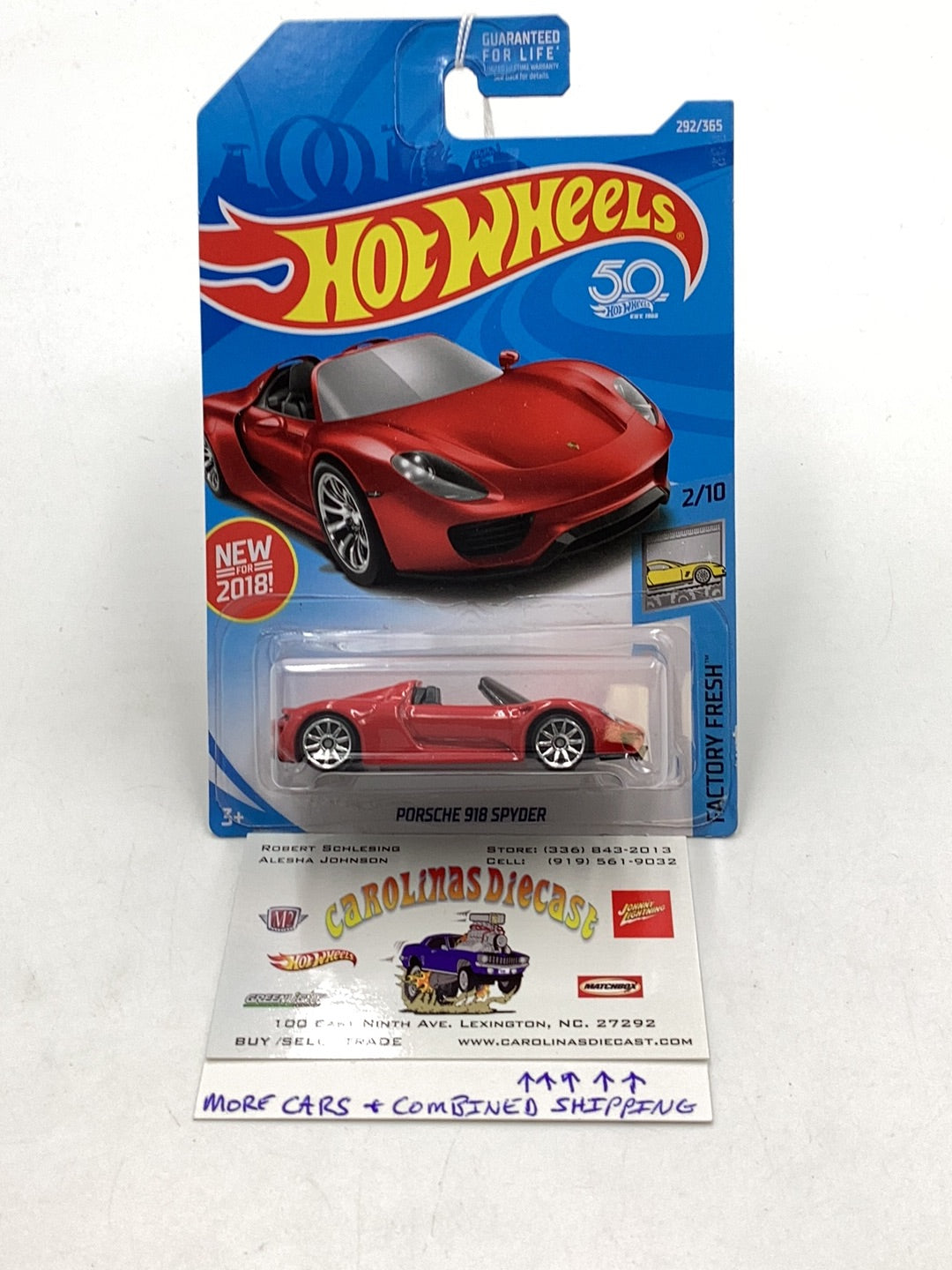 2018 Hot Wheels #292 Porsche 918 Spyder 101B