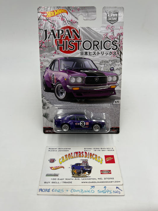 Hot Wheels Car Culture Japan Historics 1 #5 Mazda RX-3 Purple W/Protector Cracked Blister