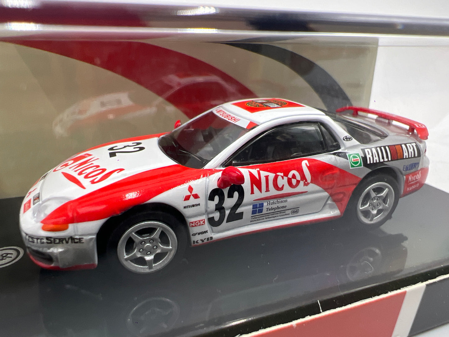 Para64 1:64 Scale Diecast Mitsubishi Motors Mitsubishi 3000GT GTO White/Red Nicos