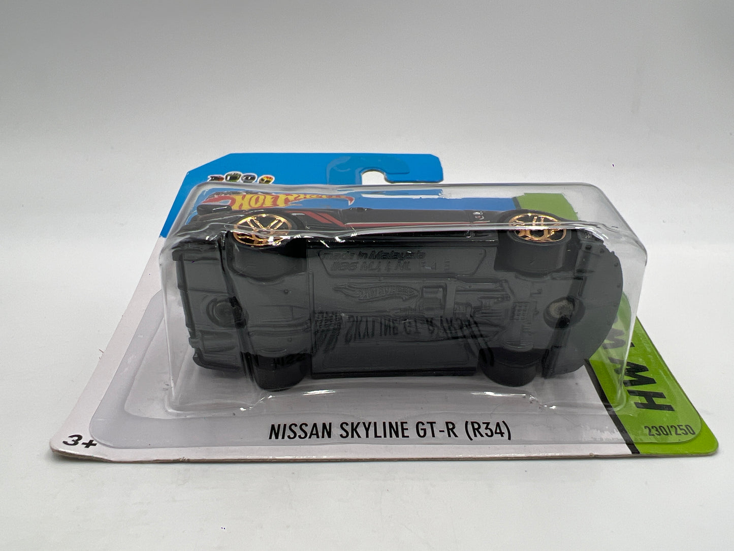 2014 Hot Wheels Short Card Workshop #230 Nissan Skyline GT-R R34 Black W/Protector