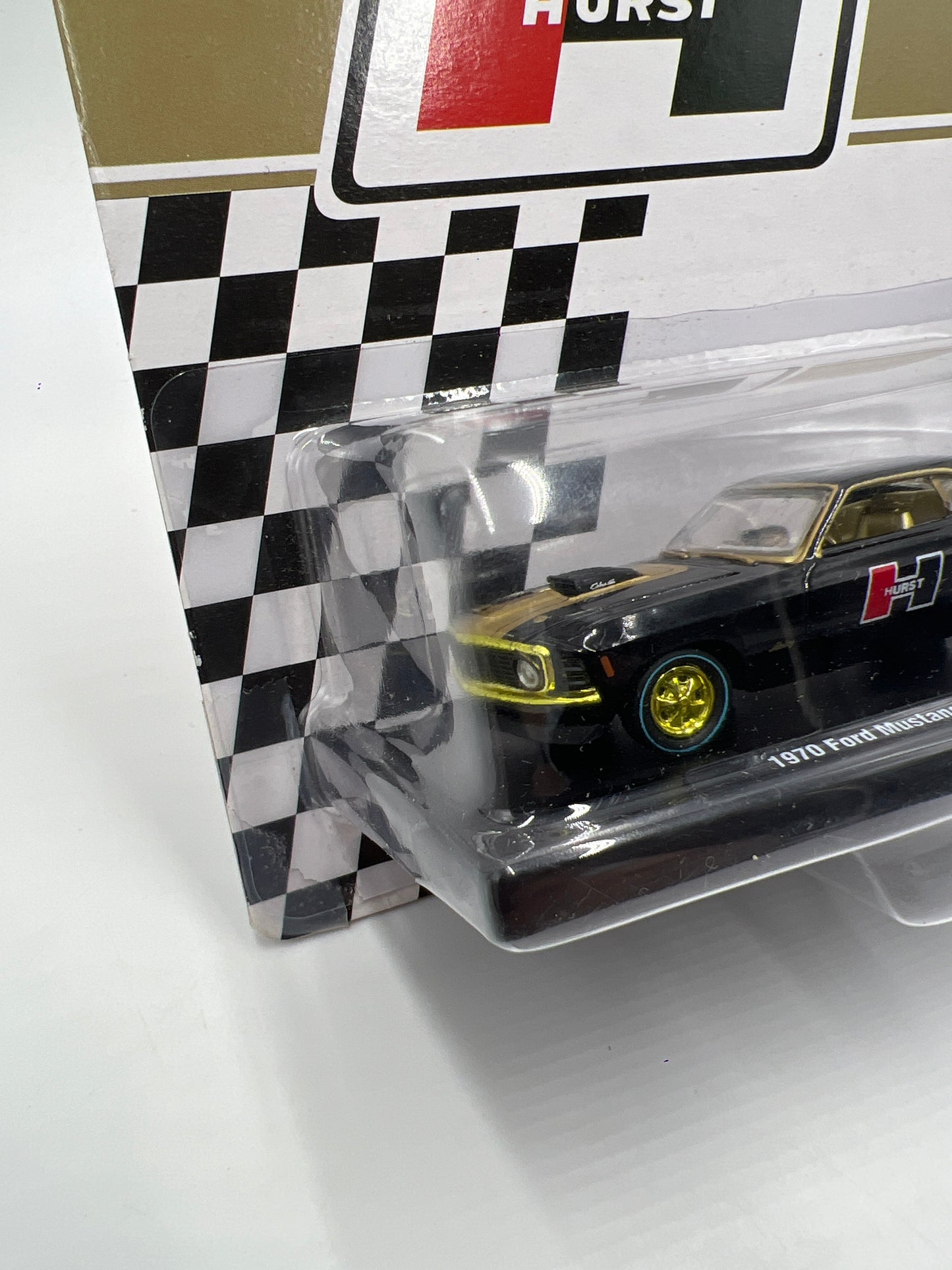 M2 Machines Auto-Drivers Walmart Exclusive CHASE Hurst 1970 Ford Mustang 428 SCJ Black WMTS01 Card Not Perfect