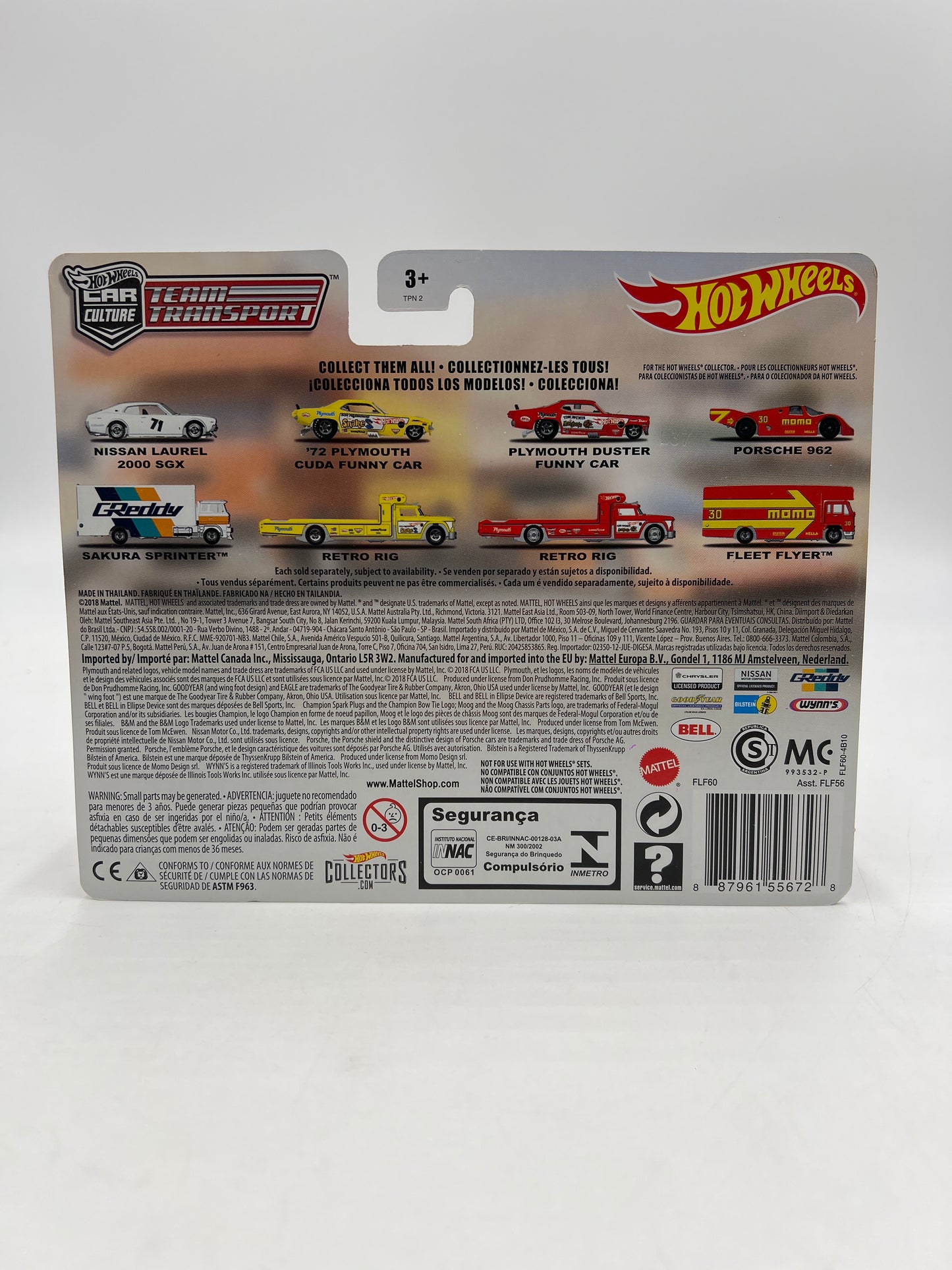 Hot Wheels Team Transport #6 Porsche 962 & Fleet Flyer W/Protector