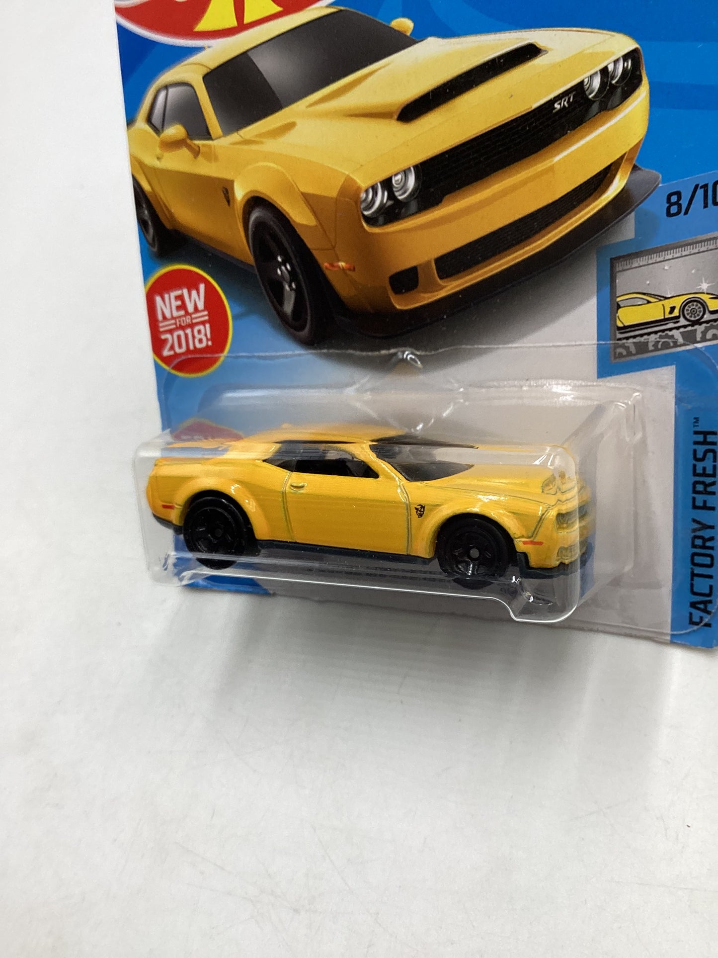 2018 Hot Wheels #319 Yellow 18 Dodge Challenger SRT Demon 44B