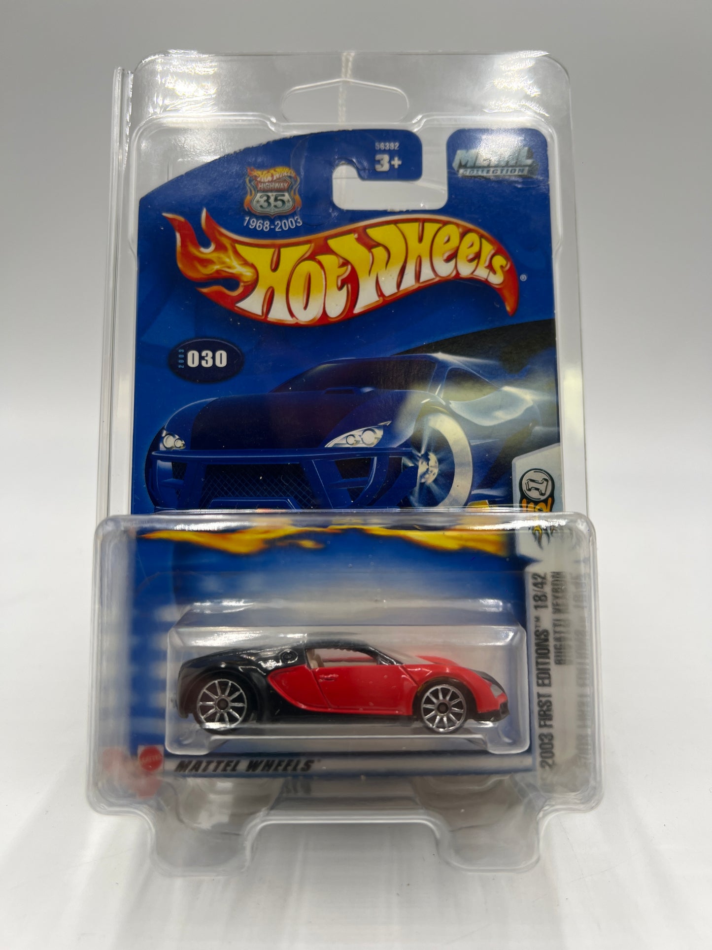 2003 Hot Wheels First Editions #030 Bugatti Veyron Red/Black W/Protector