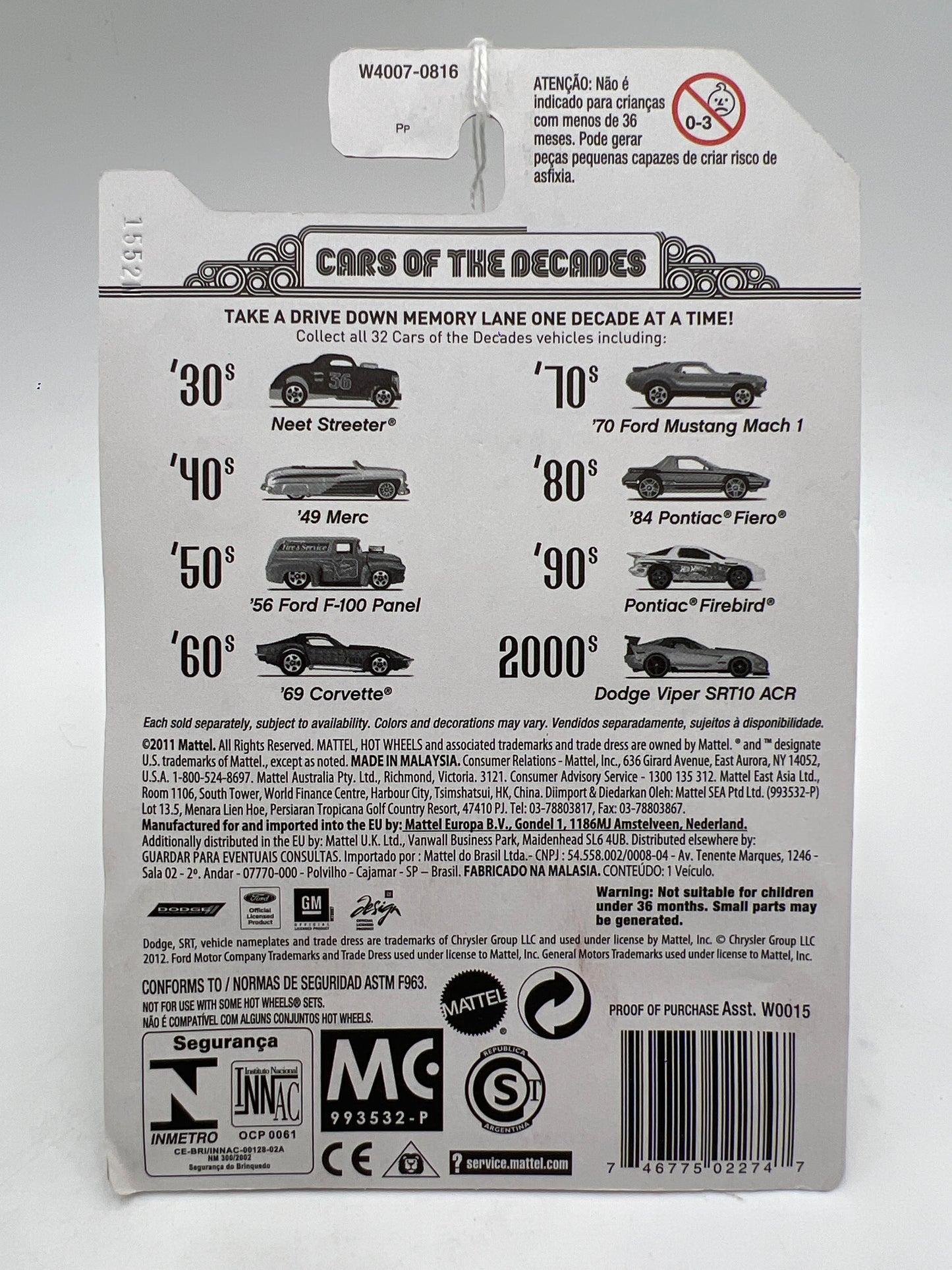 Hot Wheels Cars of the Decades The 90s #26 Pontiac Firebird Yellow 164G