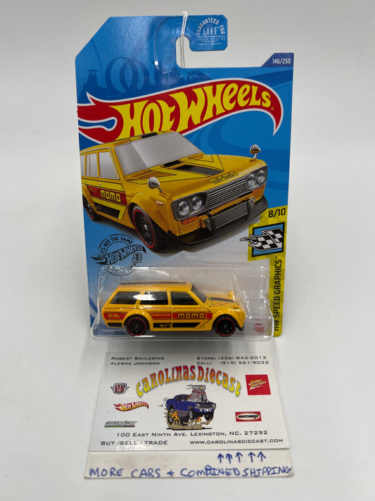 2020 Hot Wheels Kroger Exclusive #146 Datsun Bluebird Wagon 510 Momo Yellow 238B