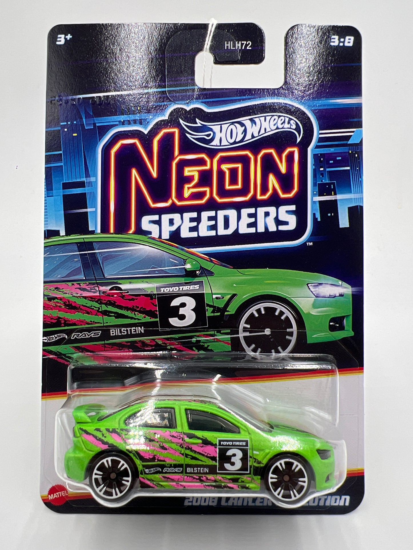 2025 Hot Wheels Neon Speeders #3 2008 Lancer Evolution Green 160E