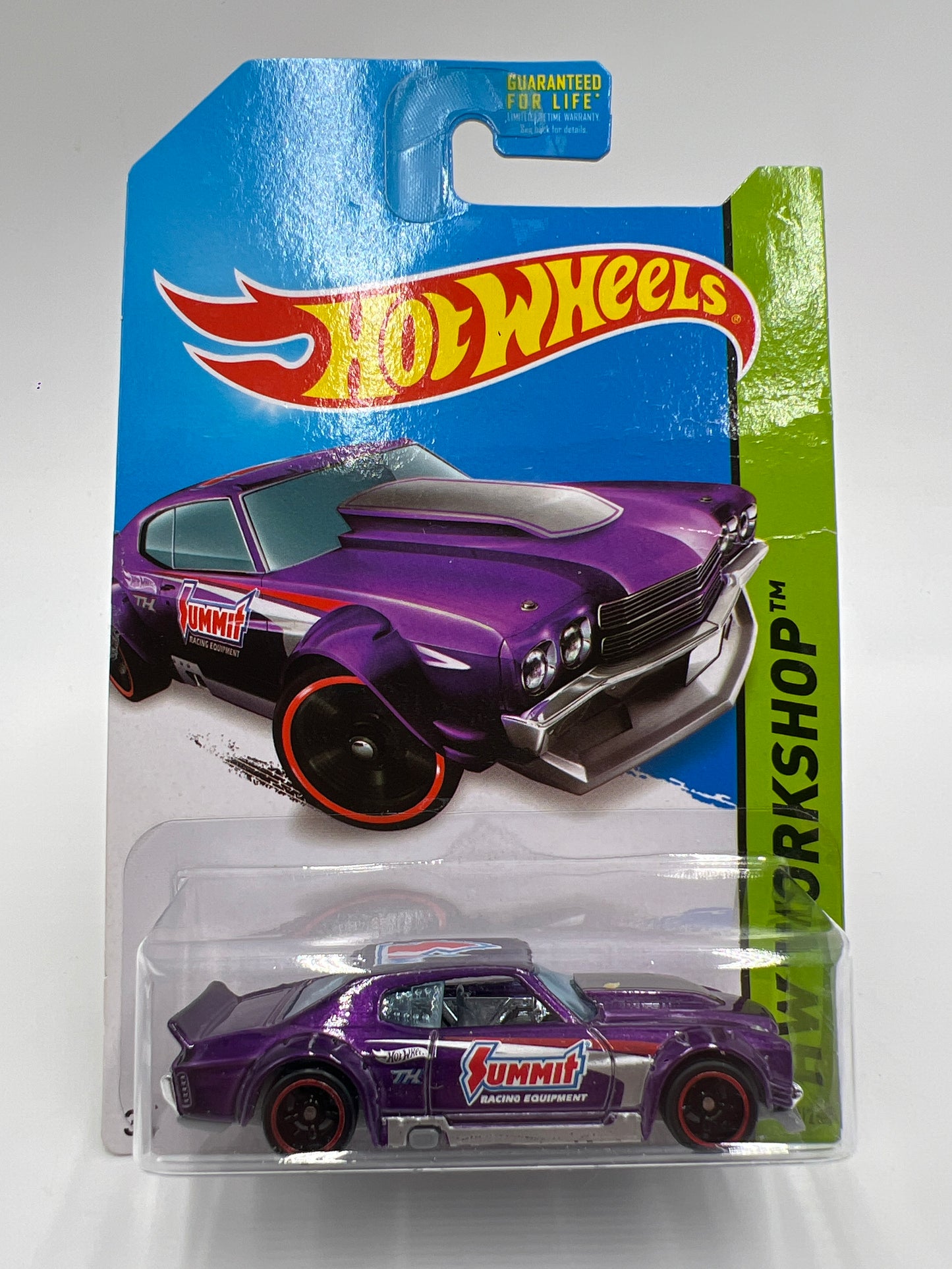 2014 Hot Wheels Super Treasure Hunt #243 70 Chevy Chevelle Purple Summit W/Protector Bad Card