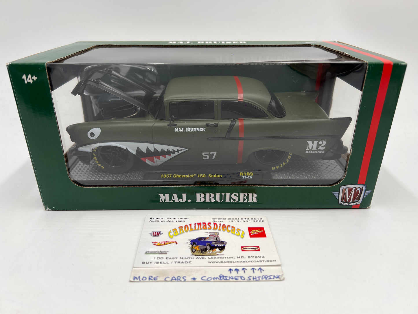 M2 Machines 1/24 Maj. Bruiser 1957 Chevrolet 150 Sedan Army Green R109