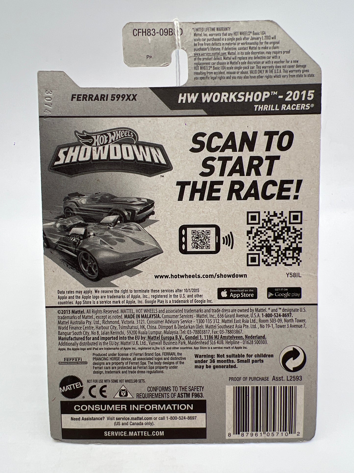 2015 Hot Wheels Workshop #188 Ferrari 599XX Gray
