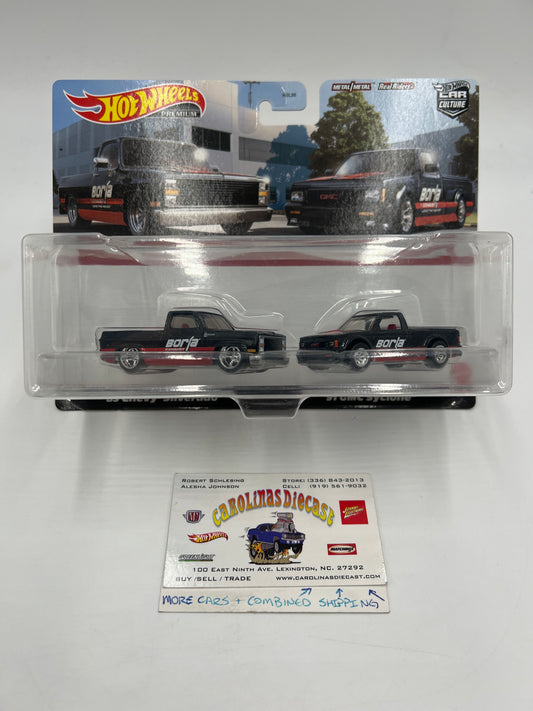 Hot Wheels Premium Target 2 Pack Borla 83 Chevy Silverado & 91 GMC Syclone W/Protector