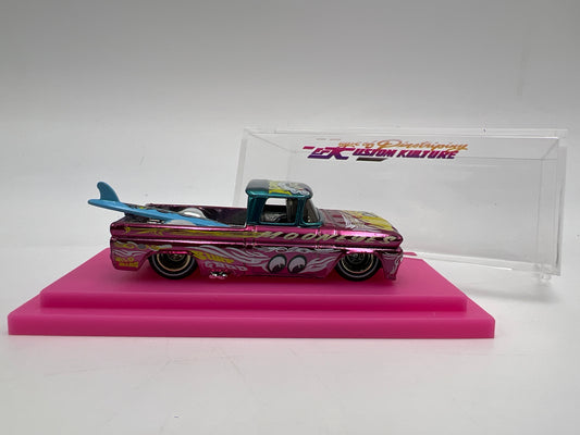 Hot Wheels Kustom Kulture Custom 62 Chevy Pickup Mooneyes Pink CUSTOM W/Case