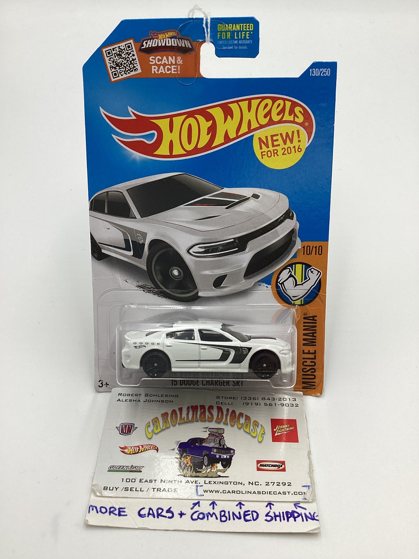2016 Hot Wheels #130 15 Dodge Charger SRT White 39C
