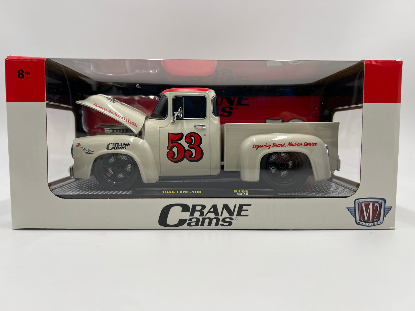 M2 Machines 1/24 Crane Cams 1956 Ford F-100 White/Red R108