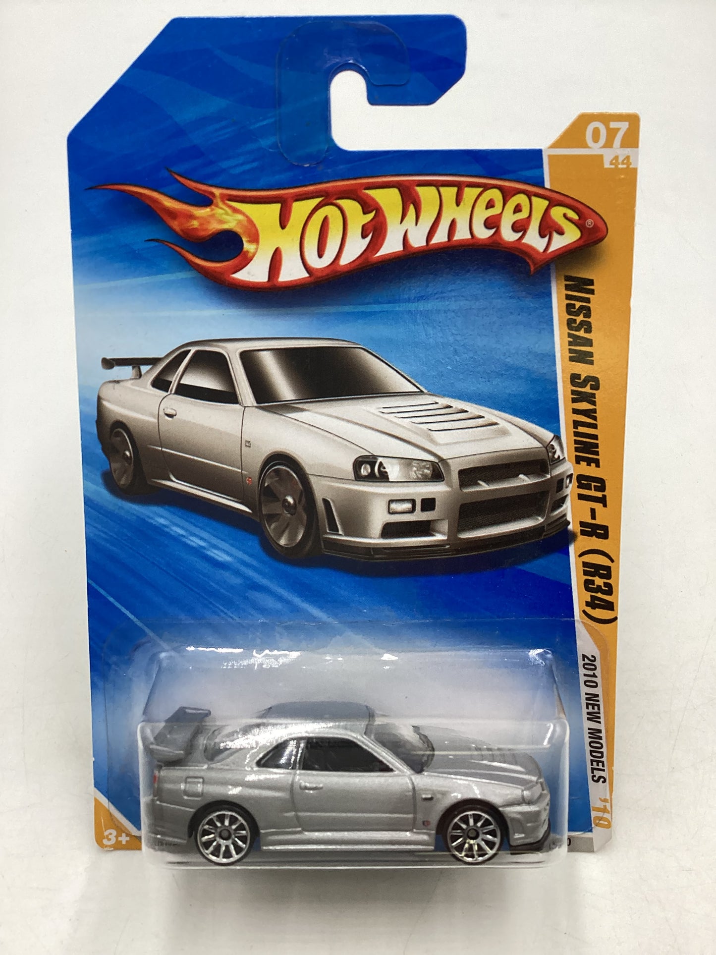 2010 Hot Wheels #007 Silver Nissan Skyline GT-R R34 W/Protector