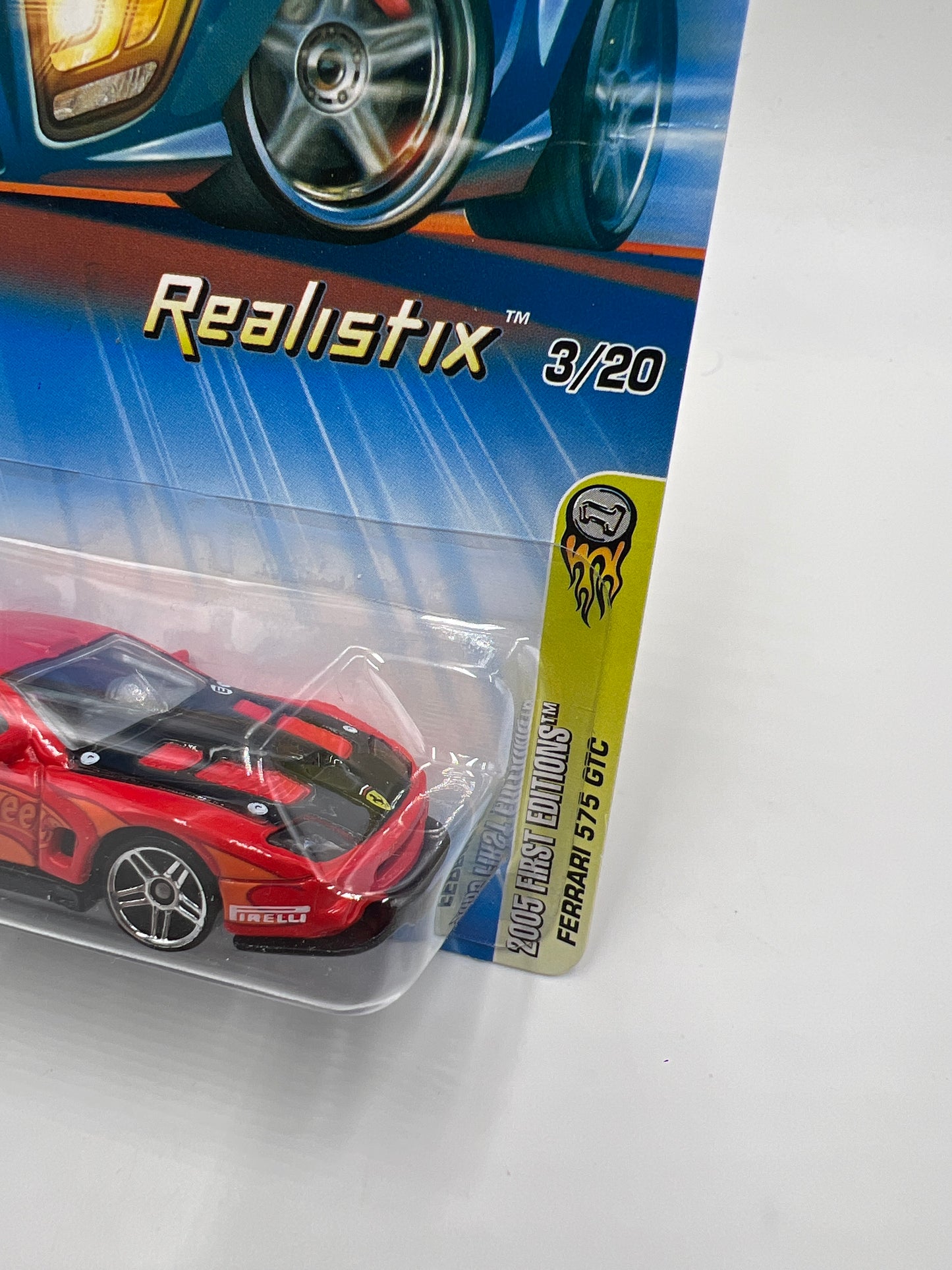2005 Hot Wheels First Editions Realistix #3 Ferrari 575 GTC Red PR5 Wheels