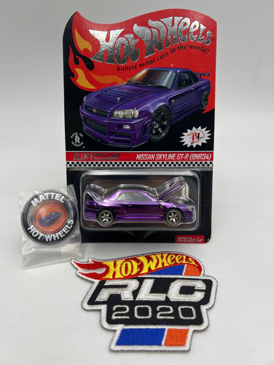 2020 Hot Wheels RLC Nissan Skyline GT-R BNR34 Purple W/Patch & Button W/Protector
