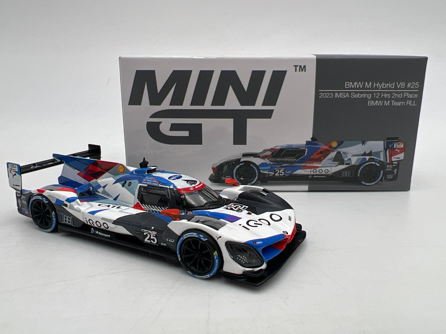 Mini GT #709 BMW M Hybrid V8 #25 2023 IMSA Sebring 12 Hrs 2nd Place M Team RLL