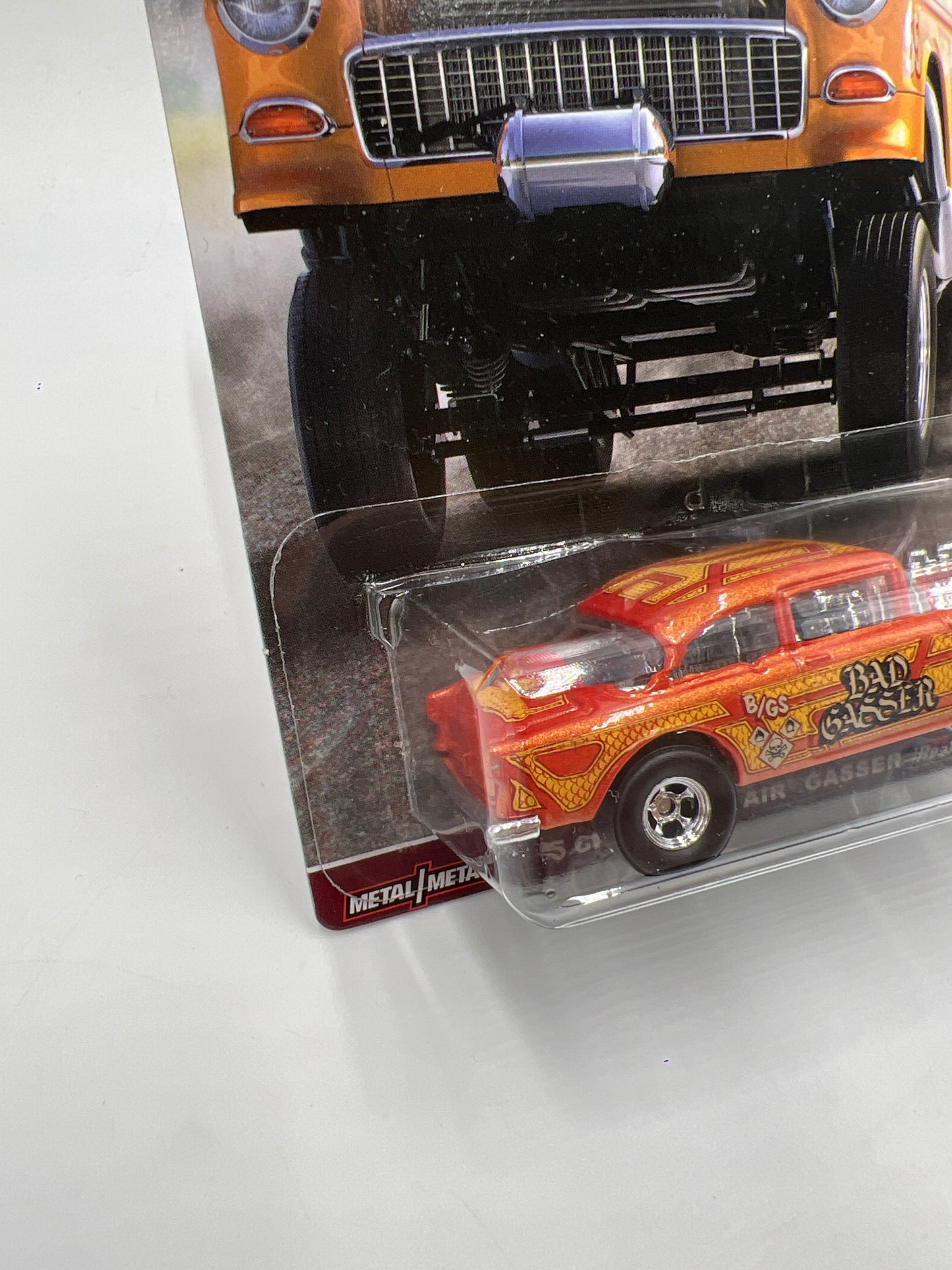 Hot Wheels Car Culture Redliners #4 55 Chevy Bel Air Gasser Orange W/Protector