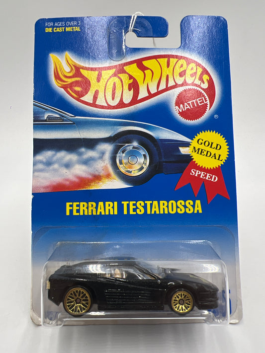 1992 Hot Wheels Gold Metal Speed #35 Ferrari Testarossa Black Mesh Wheels Card Not Perfect SR