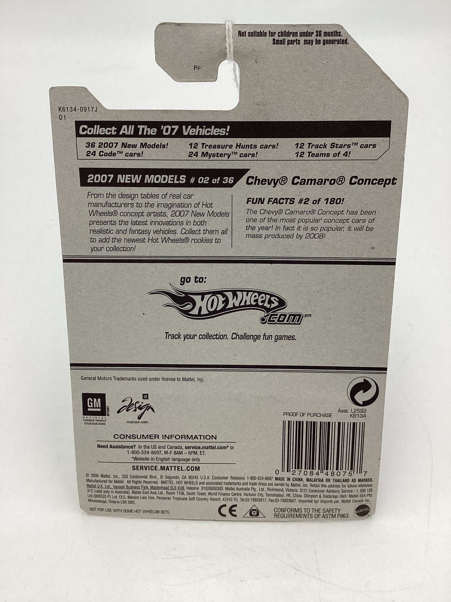 2007 Hot Wheels New Models #2 Chevy Camaro Concept Black 2C